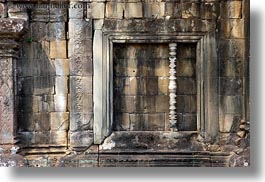 angkor thom, asia, balusters, cambodia, horizontal, palace gate, stones, windows, photograph