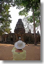 angkor thom, asia, cambodia, gates, palace, palace gate, photographing, vertical, womens, photograph