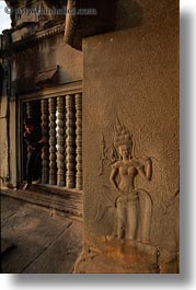 angkor wat, apsara, asia, bas reliefs, cambodia, vertical, photograph