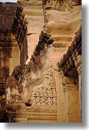 angkor wat, asia, bas reliefs, cambodia, carvings, corner, vertical, photograph