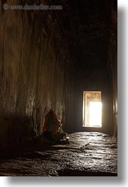 angkor wat, asia, bright, cambodia, dark, doors, halls, slow exposure, vertical, photograph