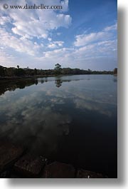 angkor wat, asia, cambodia, clouds, moat, reflecting, vertical, photograph