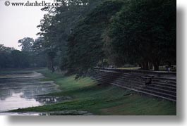 angkor wat, asia, cambodia, drained, horizontal, moat, photograph