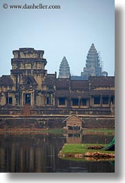 angkor wat, asia, cambodia, entrance, moat, towers, vertical, photograph