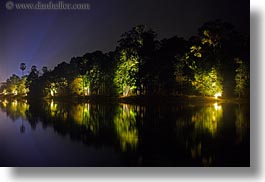 angkor wat, asia, cambodia, horizontal, long exposure, moat, nite, reflections, trees, photograph