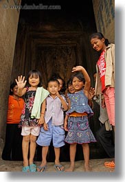 angkor wat, asia, cambodia, childrens, happy, people, vertical, photograph