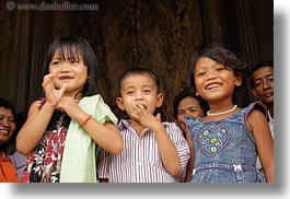 angkor wat, asia, cambodia, childrens, happy, horizontal, people, photograph