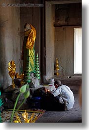 altar, angkor wat, asia, cambodia, candles, men, people, vertical, photograph