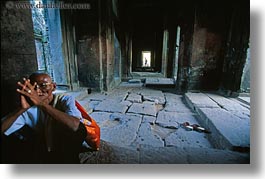 angkor wat, asia, cambodia, horizontal, men, old, people, praying, photograph