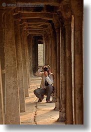 angkor wat, asia, cambodia, men, people, photographers, stooping, vertical, photograph