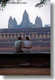 angkor wat, asia, branches, cambodia, couples, people, towers, vertical, photograph