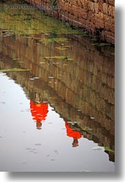angkor wat, asia, cambodia, monks, people, reflections, vertical, photograph