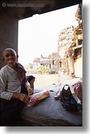 angkor wat, asia, cambodia, old, people, vertical, womens, photograph