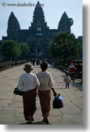 angkor wat, asia, cambodia, people, two, vertical, walking, womens, photograph