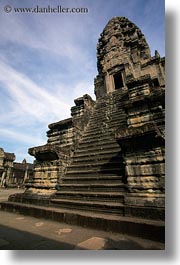 angkor wat, asia, cambodia, stairs, towers, vertical, photograph