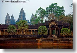 angkor wat, asia, cambodia, from, horizontal, moat, towers, views, photograph