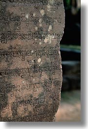 asia, banteay srei, bas reliefs, cambodia, cambodian, etched, text, vertical, photograph
