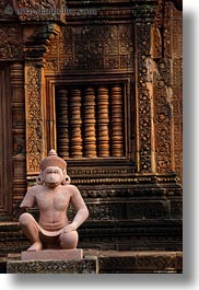asia, banteay srei, bas reliefs, cambodia, monkeys, reproductions, vertical, photograph