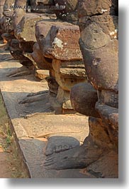 asia, cambodia, feet, gates, south gate, stones, vertical, photograph