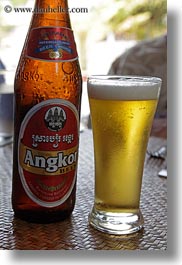 angkor, asia, beers, bottles, cambodia, glasses, vertical, photograph