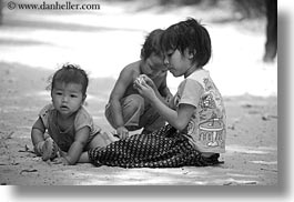 asia, babies, black and white, cambodia, childrens, dirt, horizontal, people, playing, photograph