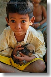 asia, boys, cambodia, people, puppies, vertical, photograph