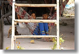 asia, behind, boys, cambodia, girls, hammok, horizontal, ladder, people, photograph