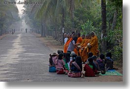 asia, cambodia, collecting, foods, horizontal, men, monks, people, photograph