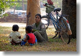 asia, bicycles, cambodia, childrens, horizontal, mothers, people, womens, photograph