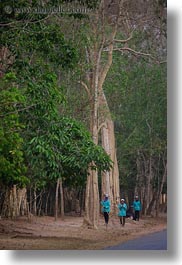 asia, cambodia, scenics, streets, sweepers, trees, vertical, photograph