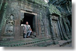 asia, bas reliefs, cambodia, horizontal, men, ta promh, windows, photograph