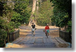 asia, bicyclists, bridge, cambodia, crossing, horizontal, transportation, photograph