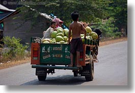 asia, cambodia, childrens, coconuts, horizontal, transportation, trucky, photograph