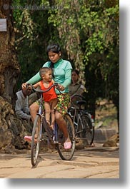 asia, babies, bicycles, cambodia, girls, transportation, vertical, photograph