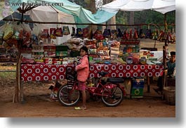 asia, bicycles, cambodia, girls, horizontal, market, red, stahl, transportation, photograph