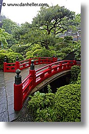 asia, bridge, fujiya hotel, gardens, hakone, japan, red, vertical, photograph