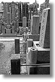 asia, black and white, graves, graveyard, japan, japanese, koto in, kyoto, vertical, photograph