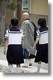 asia, girls, japan, koto in, kyoto, priests, vertical, photograph