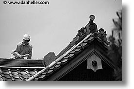 asia, horizontal, japan, koto in, kyoto, roofers, zen, photograph