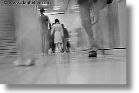 asia, black and white, horizontal, japan, slow exposure, subway, walkers, photograph