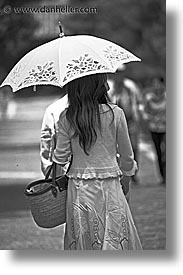 asia, black and white, girls, japan, people, umbrellas, vertical, womens, photograph