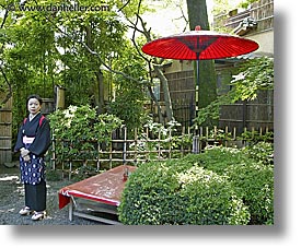 asia, horizontal, japan, japanese, people, red, umbrellas, womens, photograph