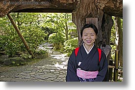 asia, horizontal, japan, japanese, people, trees, tunnel, womens, photograph