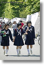 asia, japan, japanese, people, schoolgirls, takayama, vertical, photograph