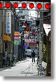 asia, japan, lanterns, red, streets, takayama, towns, vertical, photograph
