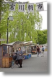 asia, bicycles, japan, market, takayama, towns, vertical, womens, photograph