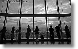 aerials, asia, black and white, cityscapes, dusk, horizontal, japan, nite, people, tokyo, photograph