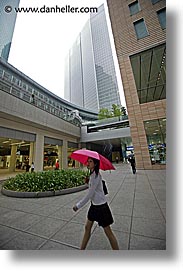 asia, cities, cityscapes, japan, red, tokyo, umbrellas, vertical, womens, photograph