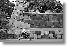 asia, big, black and white, bricks, horizontal, japan, kanto, royal palace gardens, tokyo, photograph