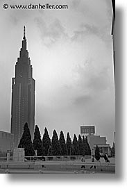 asia, black and white, japan, kanto, skyscrapers, streets, tokyo, vertical, photograph